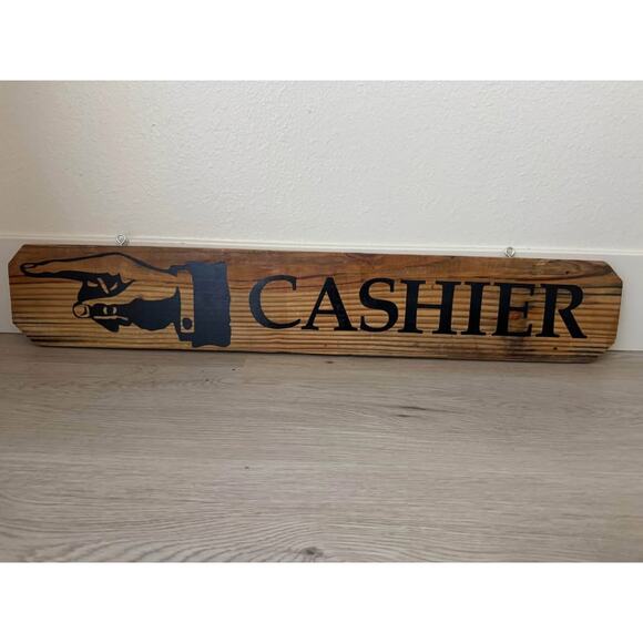 32” Wooden Hanging Cashier Sign - Picture 1 of 1